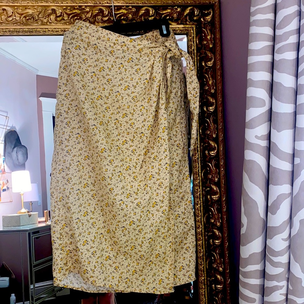 Racheal Zoe S Linen floral wrap skirt